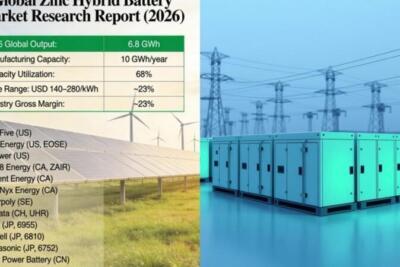 Mercado global de baterias híbridas de zinco acelera: produção atinge 6,8 GWh em 2025