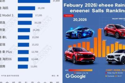 Sedans e SUVs na China em fev/2026: NEVs dominam o ranking enquanto JV luta por espaço